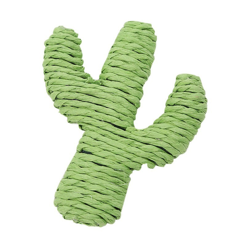 Cat toy paper rope green cactus