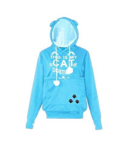 Autumn And Winter Letter Cat Face Printed Coat Alien Cat Kangaroo Long Sleeve Hooded Sweater Women