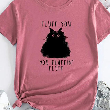 Female Pattern Fluffy Cat Short Sleeve