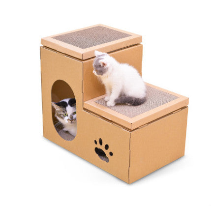 Cat House Double Ladder Cat Claw Disc Grinding Disc Free Catnip Toys