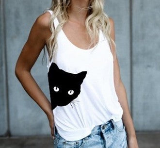 summer AliExpress eab new best selling foreign trade sling cat head print vest sleeveless