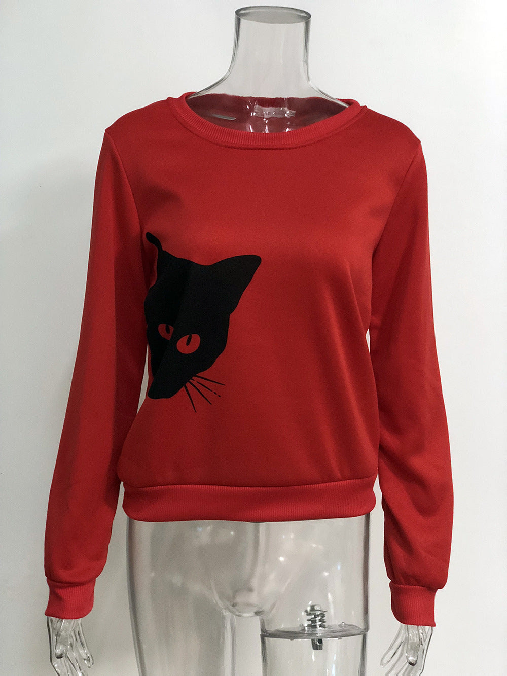 Cat head print loose long-sleeved women&