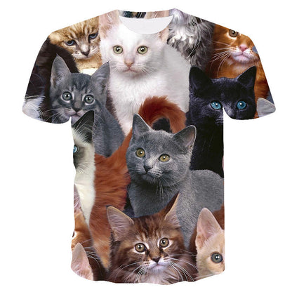 Cute Pet Cat 3D Digital Printing Casual Comfortable Breathable Men&