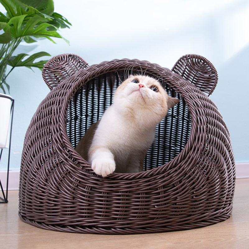 Semi-enclosed Pet Shelter Hand-knitted Cat House