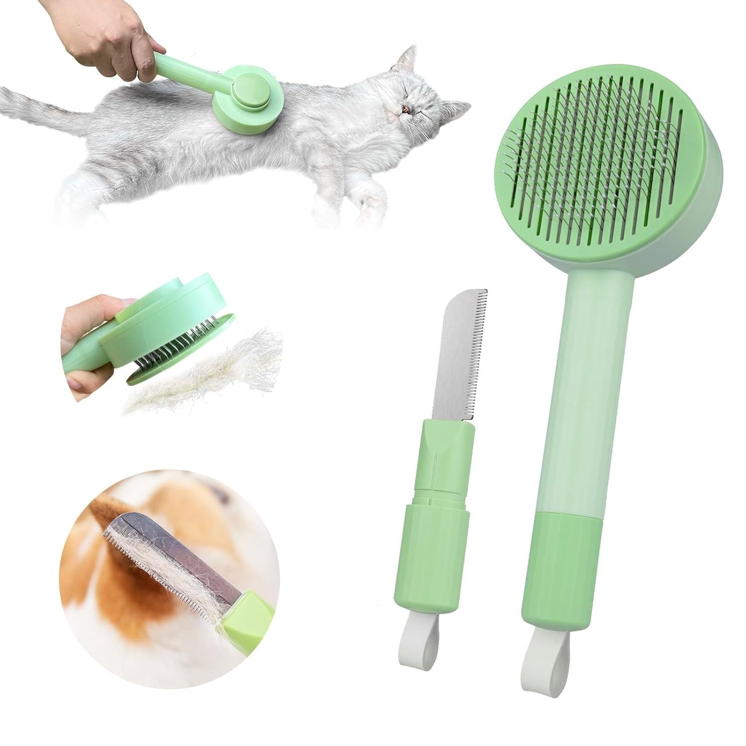 2-in-1 Grooming Brush Hair Remover Brush And Deshedding Brush For Indoor Long Haired Cats And Shedding Cats And Dogs Quick To Clean And Washable Easy Storage Suspension