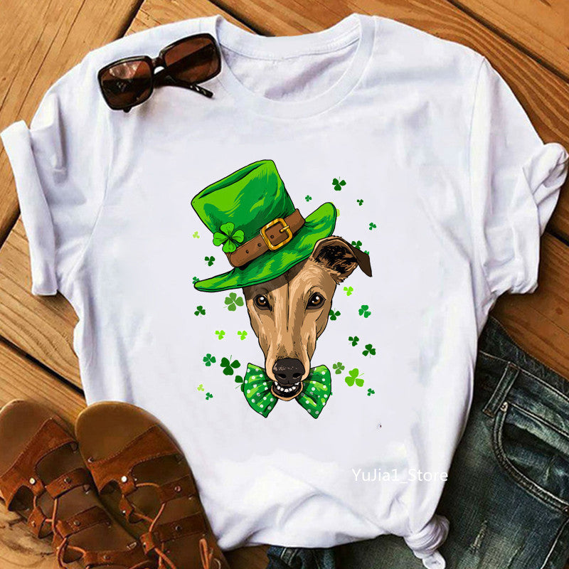 Cute Pet Dog Print Short-Sleeved T-Shirt Men And Women Trend