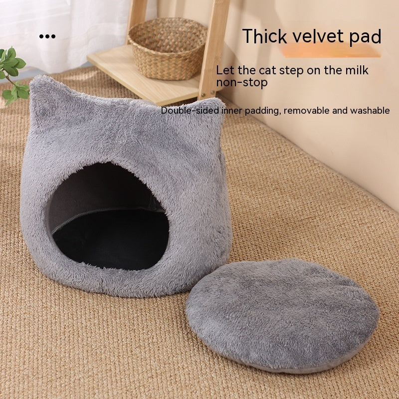 Cute Cat Head Thickened Double-sided Fleece Pad Removable And Washable  House