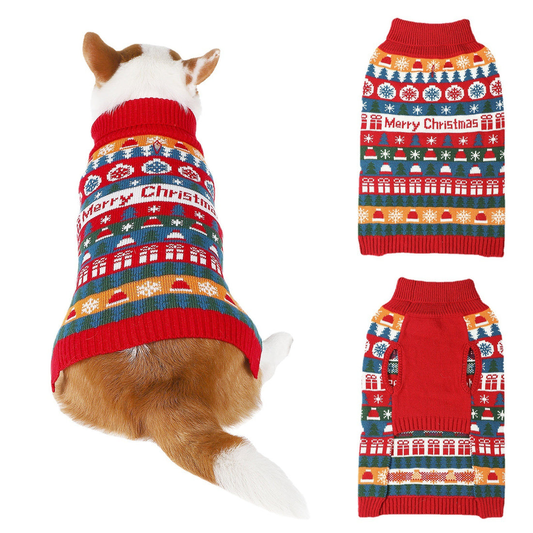 Autumn Pet Christmas Acrylic Sweater Red