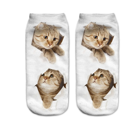 Cute Cat Pattern Digital Printing Socks