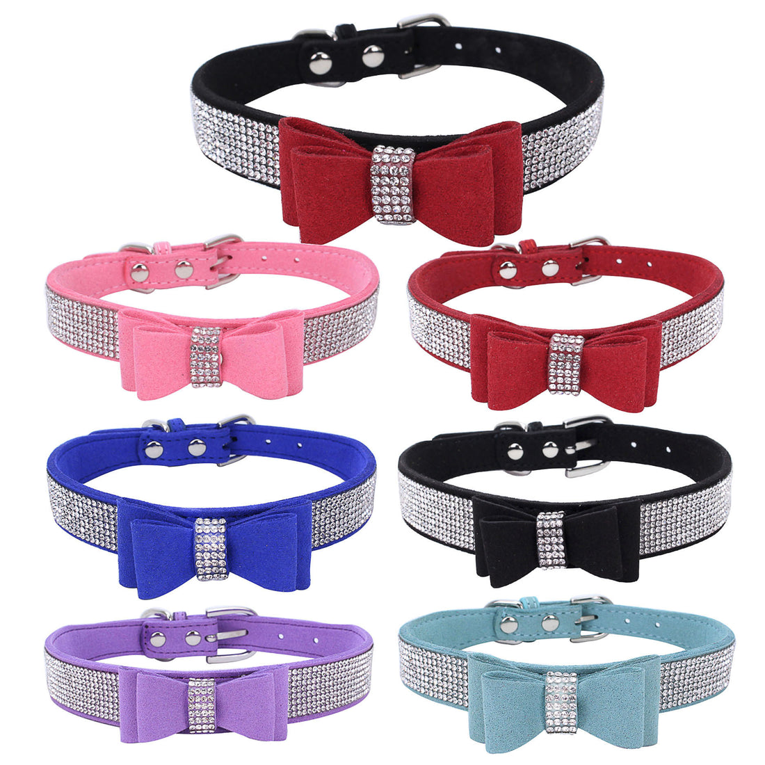 Rhinestone Bling Leather Dog Cat Collar &amp; Leash