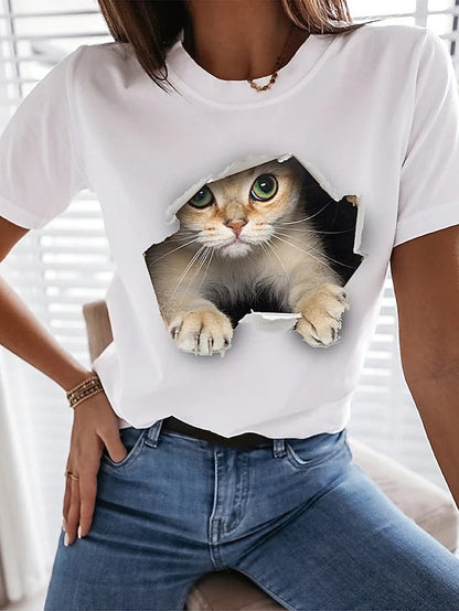 Fashion Cat Printing Women&