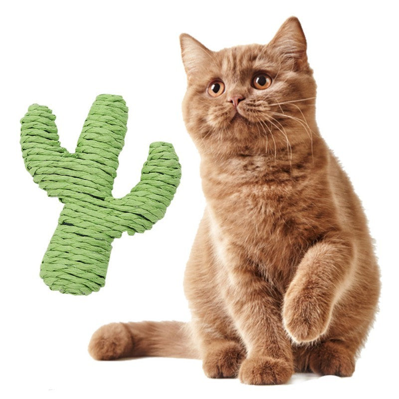 Cat toy paper rope green cactus