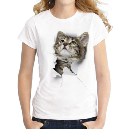 Cat Fashion Letter Print T-Shirt