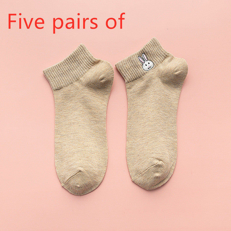 5 pairs of solid colored cotton socks