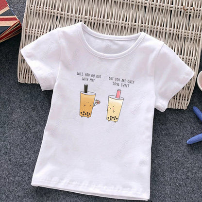 Cute Milk Tea Print Children&