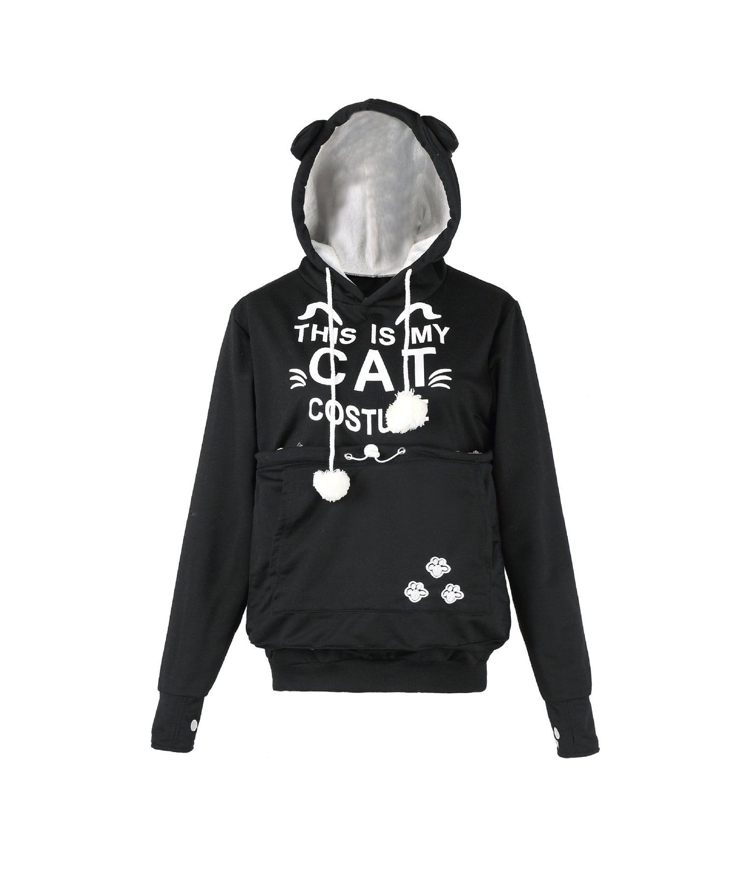 Autumn And Winter Letter Cat Face Printed Coat Alien Cat Kangaroo Long Sleeve Hooded Sweater Women