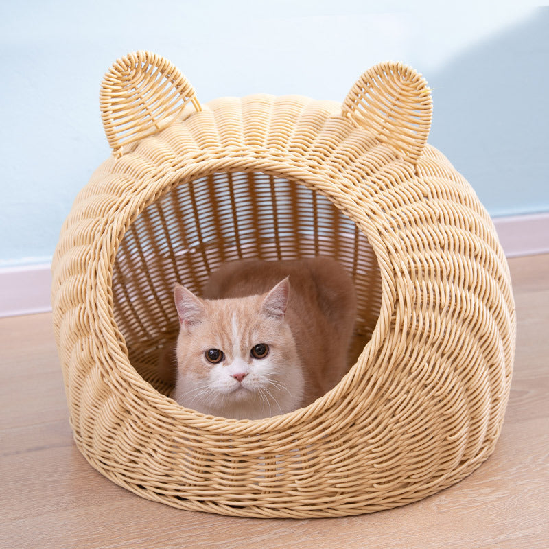 Semi-enclosed Pet Shelter Hand-knitted Cat House