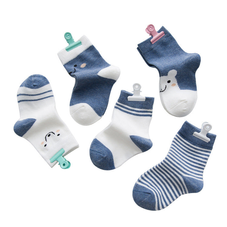 Cartoon Cute Bear Striped Cotton Baby Socks