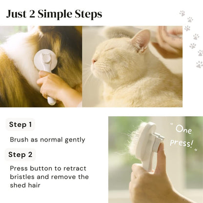 Dog Cat Grooming Brush Self Cleaning Slicker Brushes For Dogs Cats Pet Grooming Brush Tool Gently Removes Loose Undercoat Mats Tangled Hair Slicker Brush For Pet Massage-Self Cleaning