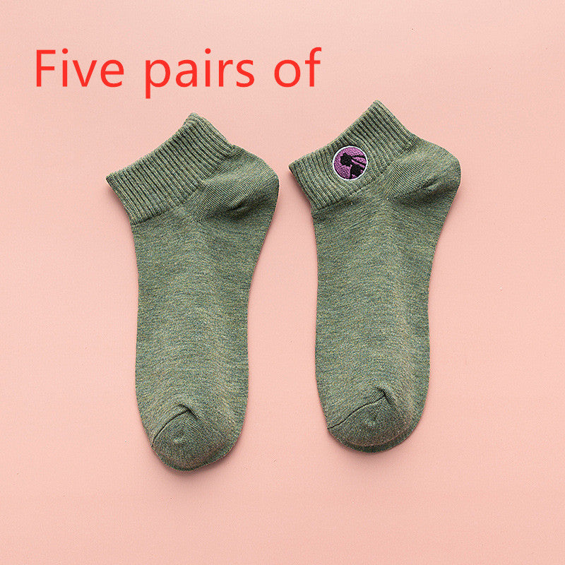 5 pairs of solid colored cotton socks