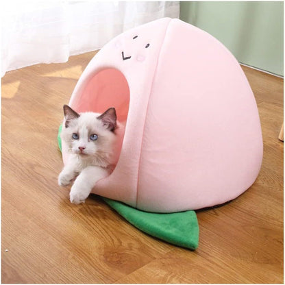 Cat Nest Peach Apple Zongzi Shaped Cat Sofa Bed Cute And Comfortable Pet Cat House Removable Nest Cushion Indoor Multifunctional Decorative Pet Bed Suitable For Small Cats And Dog