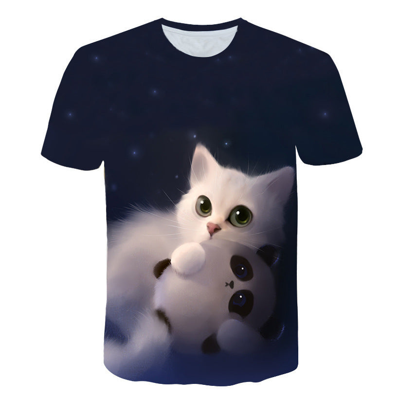 Cute Pet Cat 3D Digital Printing Casual Comfortable Breathable Men&