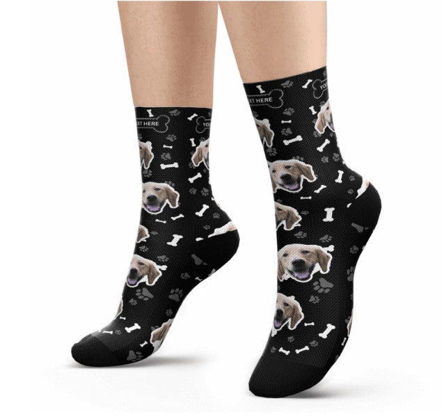 Personalized Custom Pet Head Print Socks for Dog Cat Lover