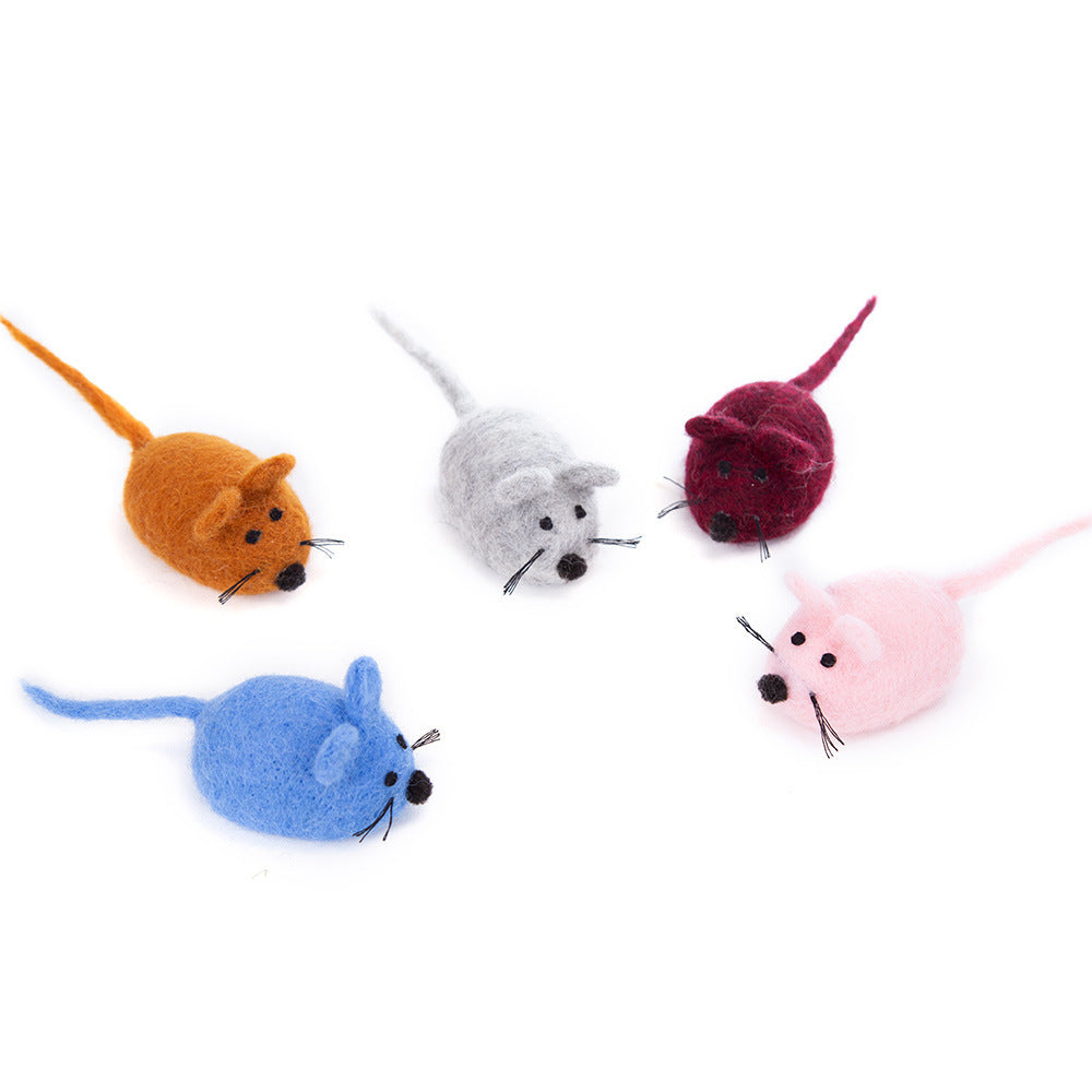 Cat Toy Felt  Wool Cartoon Mouse Tease Toy