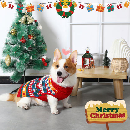 Autumn Pet Christmas Acrylic Sweater Red