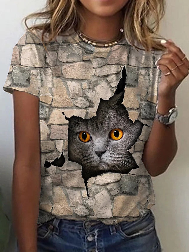 Fashion Cat Printing Women&