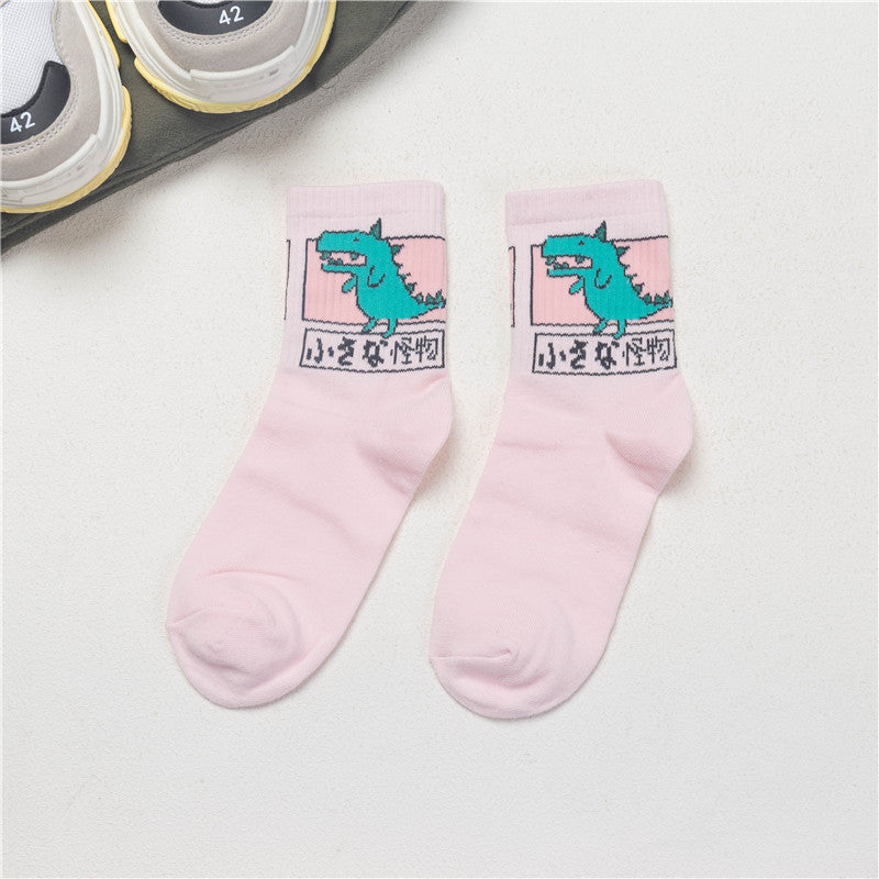 Woman Socks Korea Ulzzang Hong Kong Wind Harajuku Skate Little Animal Cute Socks Calcetine Clothing Dresses