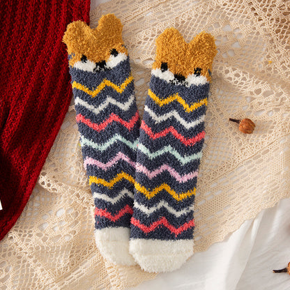 Coral fleece Christmas socks in tube socks