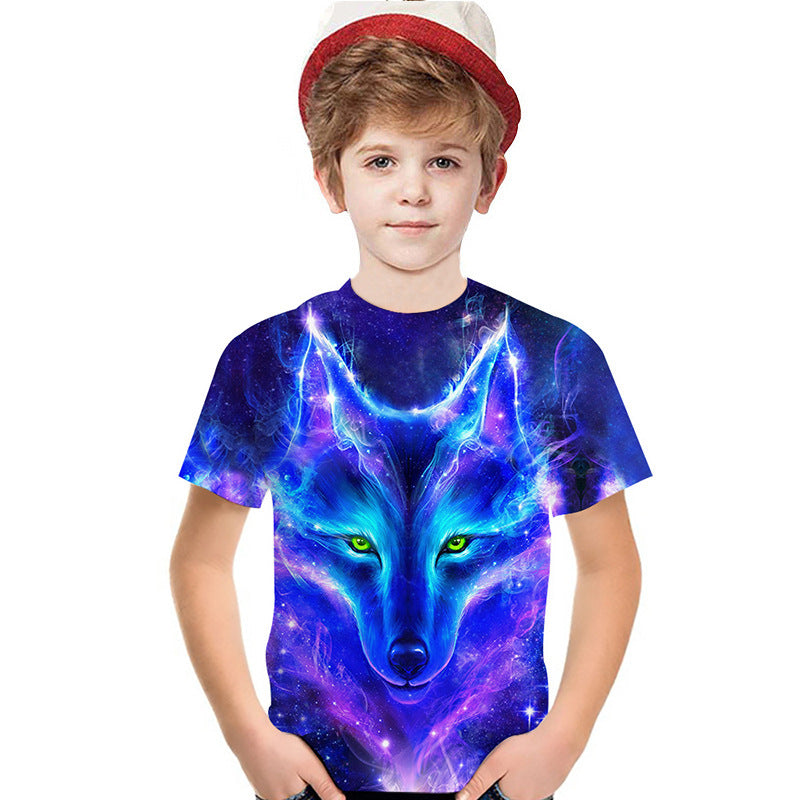 3D Purple Wolf Head Printed Children&