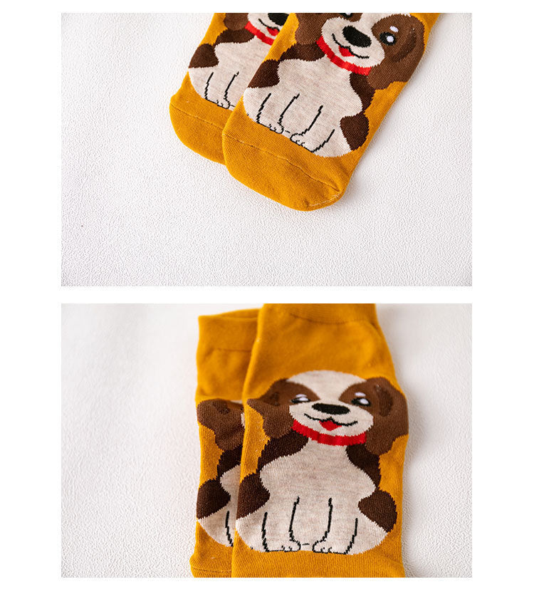 Cartoon Cat And Dog Pattern Personalized Cotton Socks