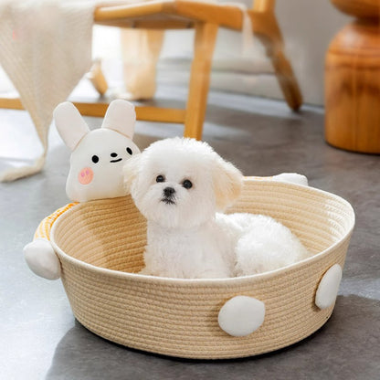 Cotton Rope Cat Bed Cat House Cat Scratcher Cat Scratching Board Woven Basket Cat Nest For Kitten Kitties Rabbits Indoor Cats, Rabbit