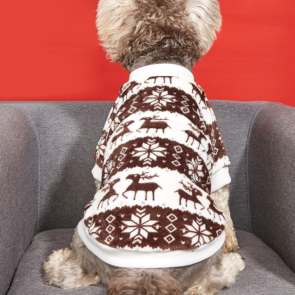 Christmas Pet Sweater Plush Thick T-Shirt