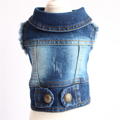 Designer Dog Clothes Small Dog Denim Jacket Coat Cat Costume Puppy Jeans Vest Spring Clothing