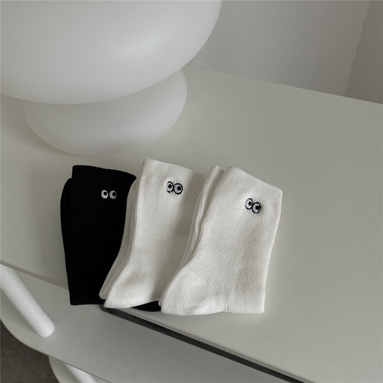 Cute And Versatile Small Eyes Socks For Women Cotton