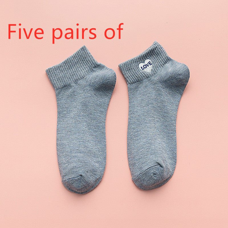 5 pairs of solid colored cotton socks