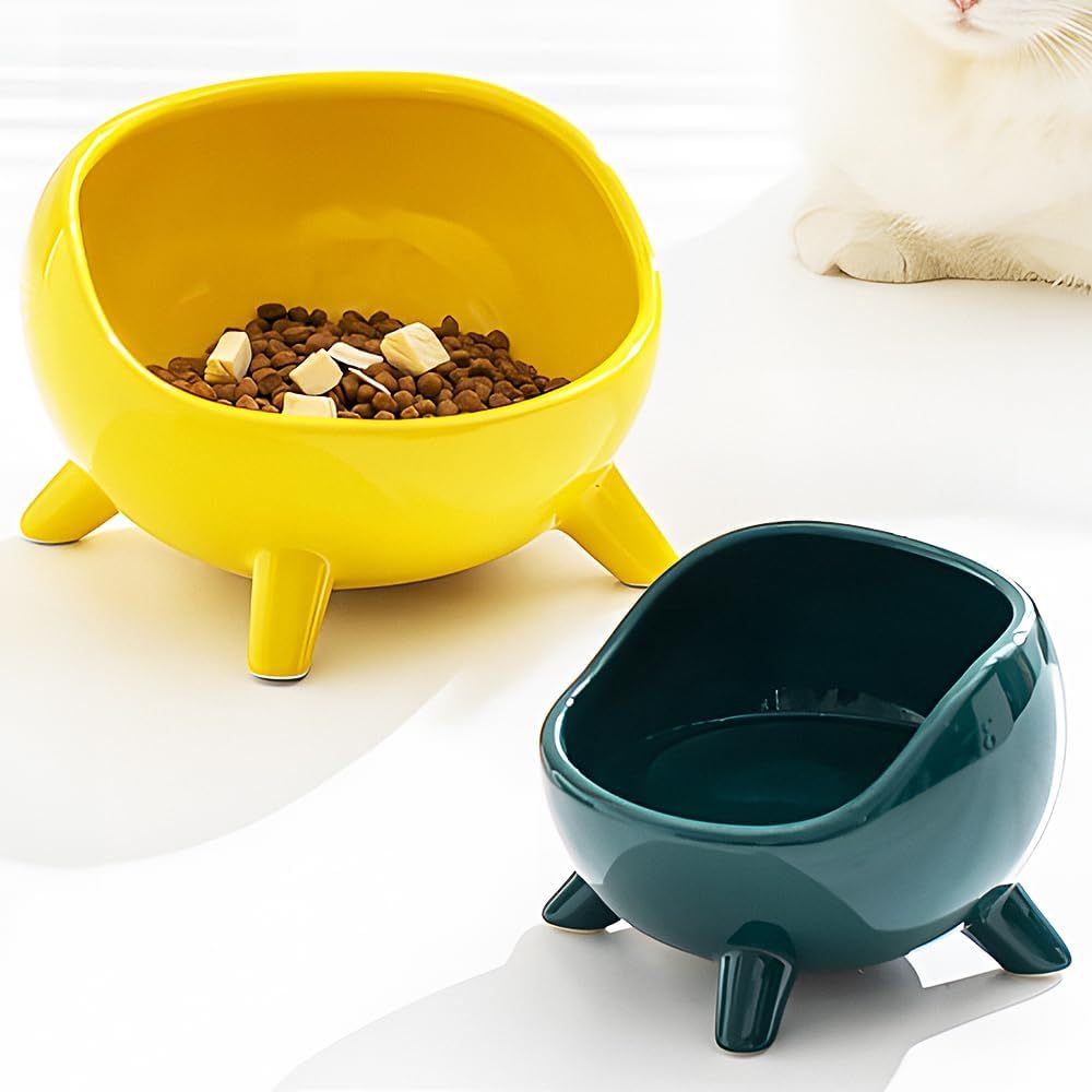 Cat Food Bowl For Cats And Small Dog  Four-Legs Ceramic Cat Food And Water Bowls For Indoor Cute Cat Stability Food Dish