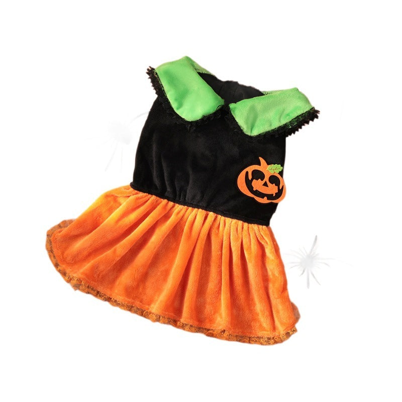 Cross-border New Arrival Pet Costume Halloween Classic Pumpkin Skirt Bichon Teddy Dog Cat Christmas Clothes