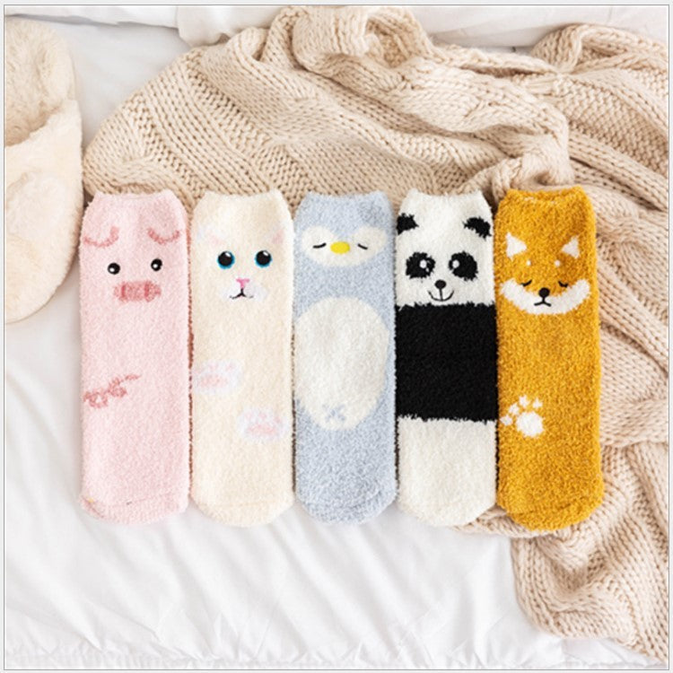 Cute Cartoon Animal Thickened Warm Women&