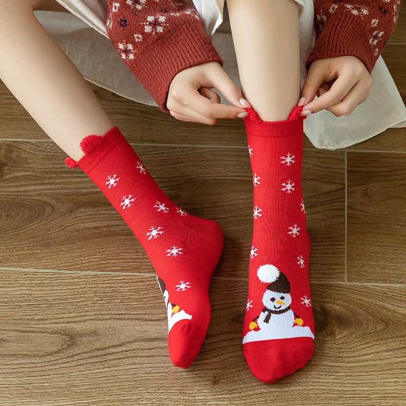 Cotton New Year Cartoon Stereo Ear Cute Elk Christmas Socks