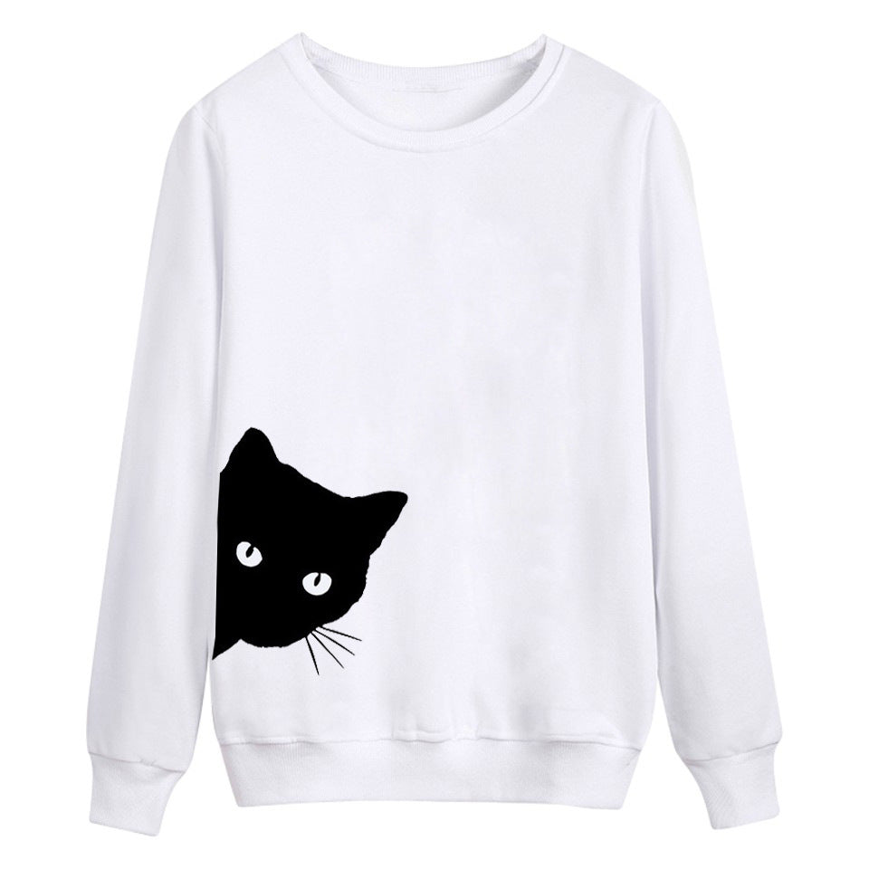 Cat head print loose long-sleeved women&