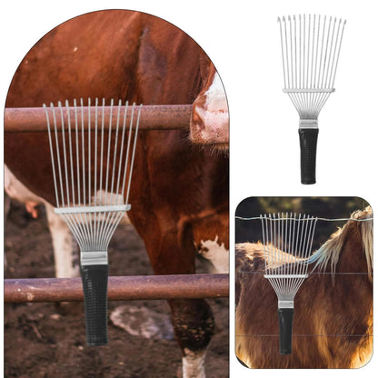 Dematting Brush Rake Comb Pet Comb Rake Comb Grooming Brush Hand Undercoat Scrubber Pet Combing Kit For Horses Grooming Rake Dogs Dog Rake