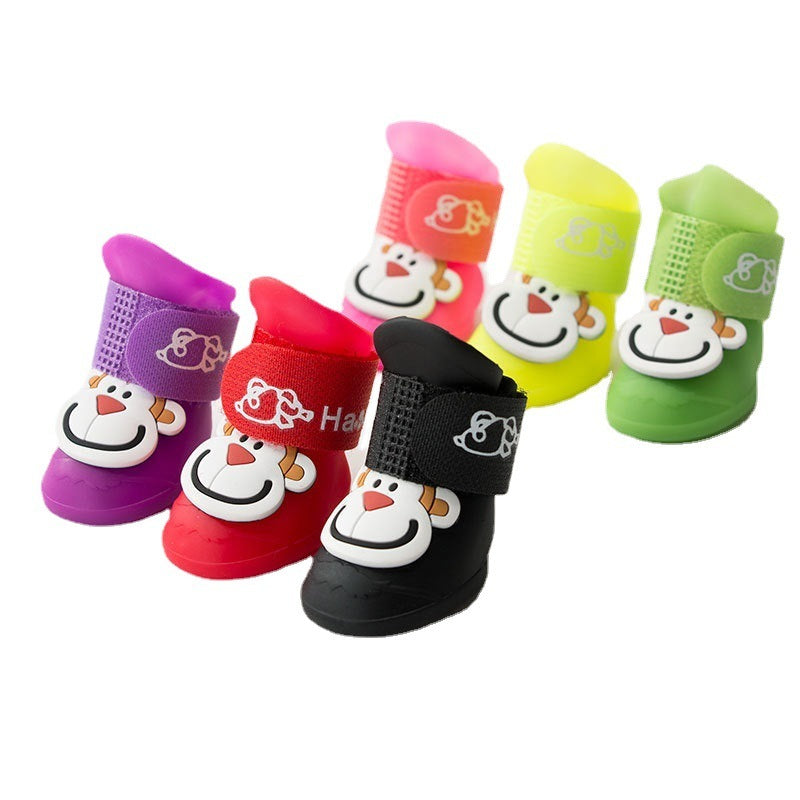 Cartoon Pet Boots Silicone Waterproof Non-slip Soft Bottom Summer Cat Supplies