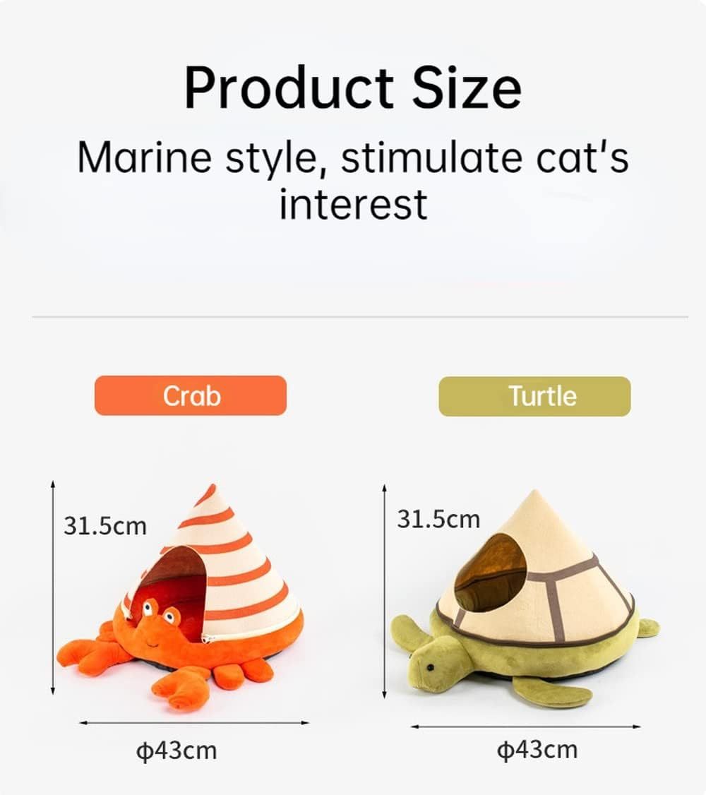 Cat Nest Crab Turtle Shaped Cat Sofa Bed Cute Comfortable Pet Cat House Four Seasons Use Soft Pet Bed Suitable For Small Cats And Dogs