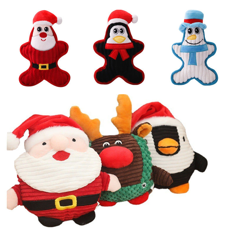 Santa Penguin Snowman Pet Molar Doll Pet Doll Plush Pet Toy