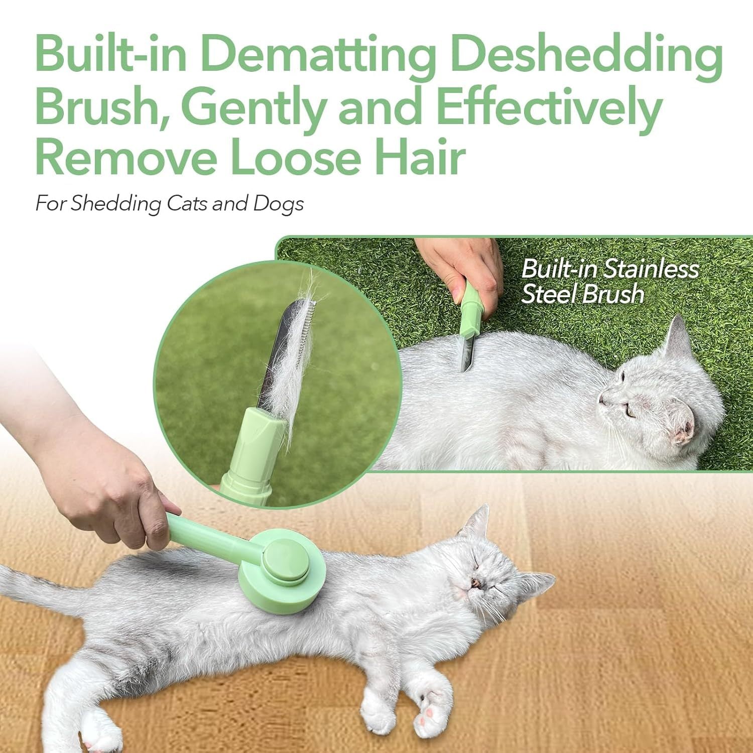 2-in-1 Grooming Brush Hair Remover Brush And Deshedding Brush For Indoor Long Haired Cats And Shedding Cats And Dogs Quick To Clean And Washable Easy Storage Suspension