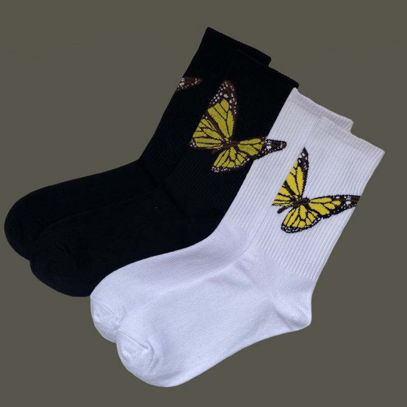 Palm butterfly cotton sports socks